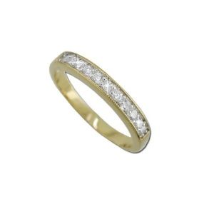Gold 11 CZ Diamond Stone Half Eternity Ring